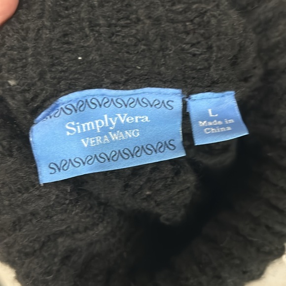 Simply Vera Wang Cable Knit Black Turtleneck Sweater/Silver Sparkle. Size L(812) - Picture 9 of 13